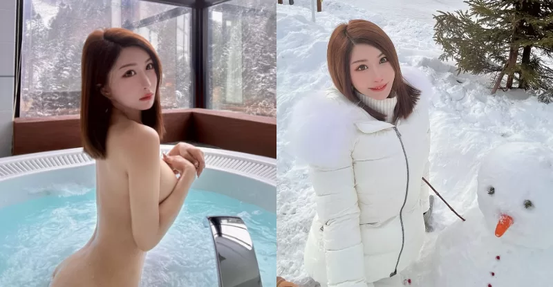 冰天雪地中，能泡上溫暖的湯泉可是一件幸福的事！就像眼前邊賞雪景邊光溜著身子的「媗媗Ｍaggie」，按摩浴缸內浸下白皙稚嫩的美體，側邊展現完美凹凸的曲線，當她雙手捧起那雙超發育的美乳，搭上翹挺的蜜桃臀，這樣的美背與回眸真讓人無法抗拒！